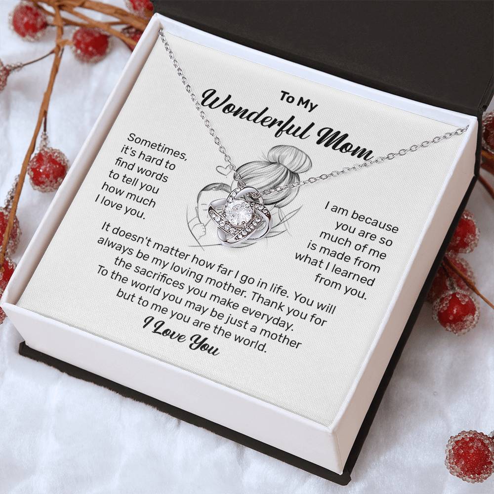 To My Wonderful Mom Heartfelt Necklace For Her Loving Jewelry For Mother's Day Thank You Gift Sentimental Necklace For Care Loving Pendant For A Cherished Bond Sentimental Pendant Appreciation Necklace For Her Thoughtful Necklace For Love And Support