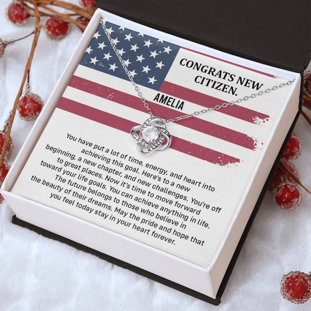 Congrats Necklace For New U.s. Citizen Amelia Necklace For New U.s. Citizen Necklace With Citizenship Message Gift For Citizenship Milestone Necklace For Official U.S Citizen Gift For American Citizenship Success Necklace For US Naturalization Celebration