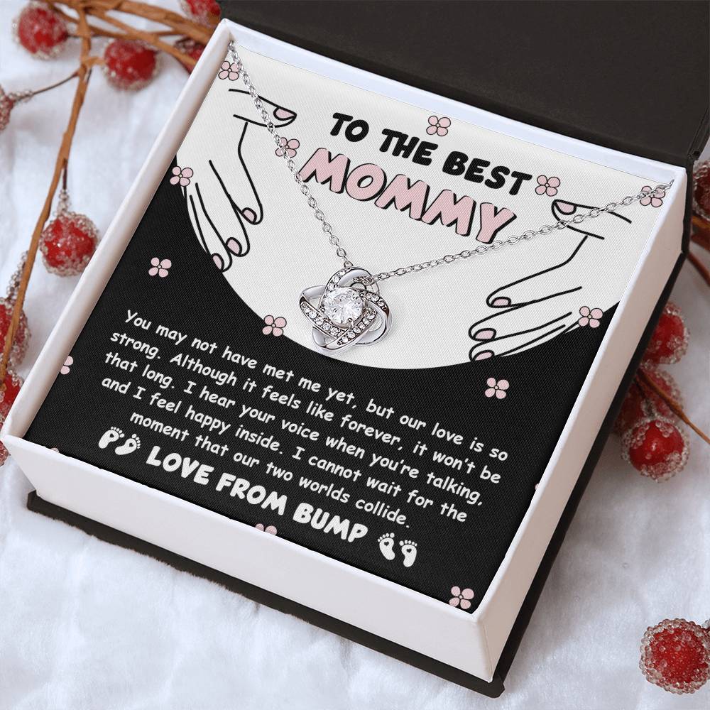 To My Best Mommy  Necklace For Mothe's Day Jewelry For Mom, Gift For Mommy From Baby Bump, Pregnancy Gift For Mommy 925 Silver Necklace Love Knot Necklace With Meaningful Message Card And Box.