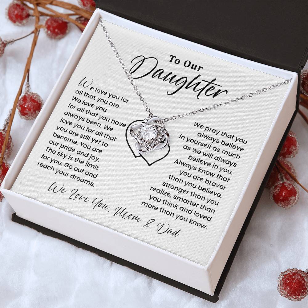 To Our Daughter Heartfelt Jewelry For Daughter Gift From Your Mom And Dad Proud Parent Gift Caring Gift For Daughter Supportive Necklace For Daughter Believe In Yourself Jewelry Daughter's Dreams Jewelry Unique Gift For Daughter Special Bond Necklace