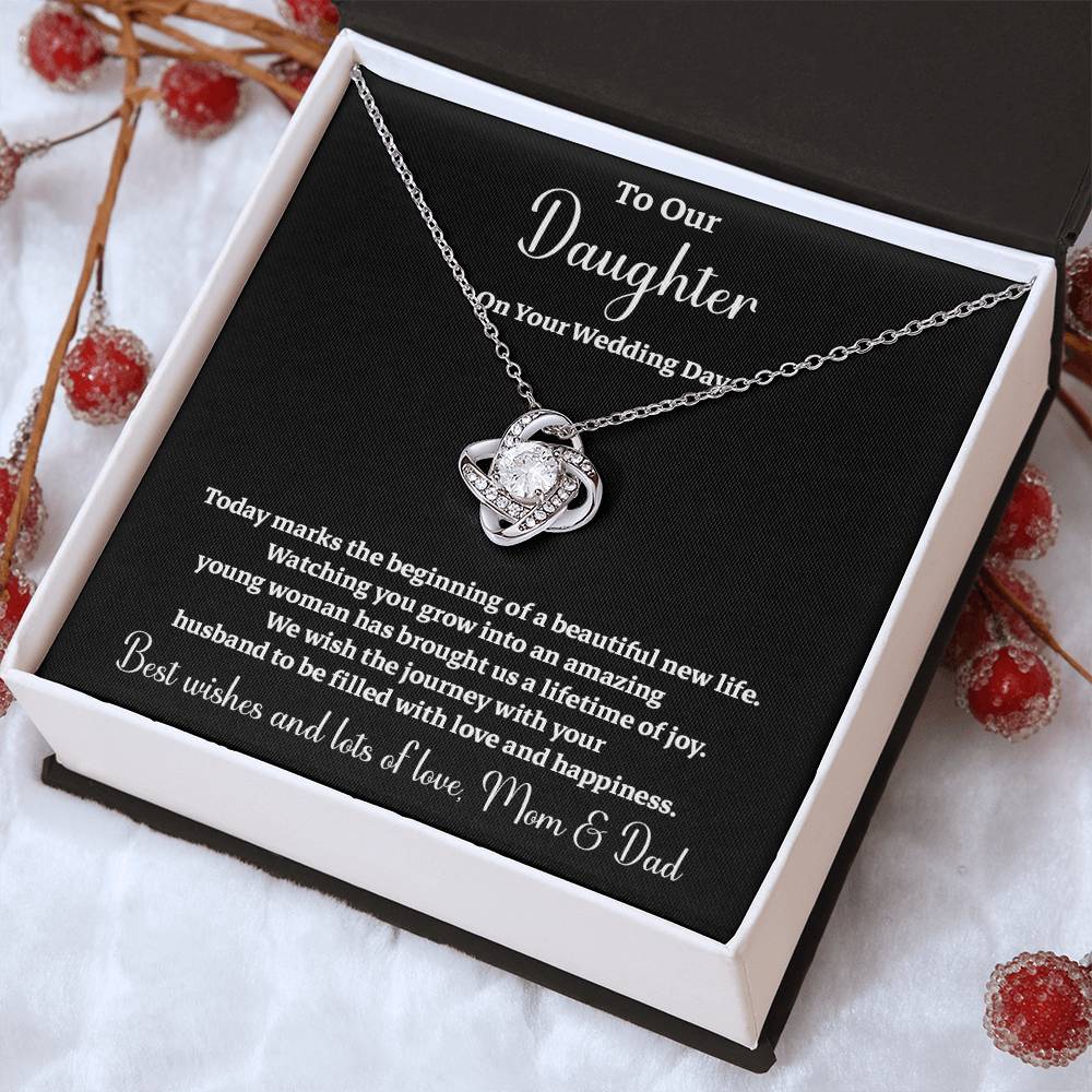 To Our Daughter On Your Wedding Day Heartfelt Wishes For A Beautiful New Life Gift From Your Mom And Dad Wedding Day Gift For Daughter New Life Celebration Jewelry Mother And Father Wedding Message Daughter's Wedding Day Jewelry Joyful Wedding Day Gift