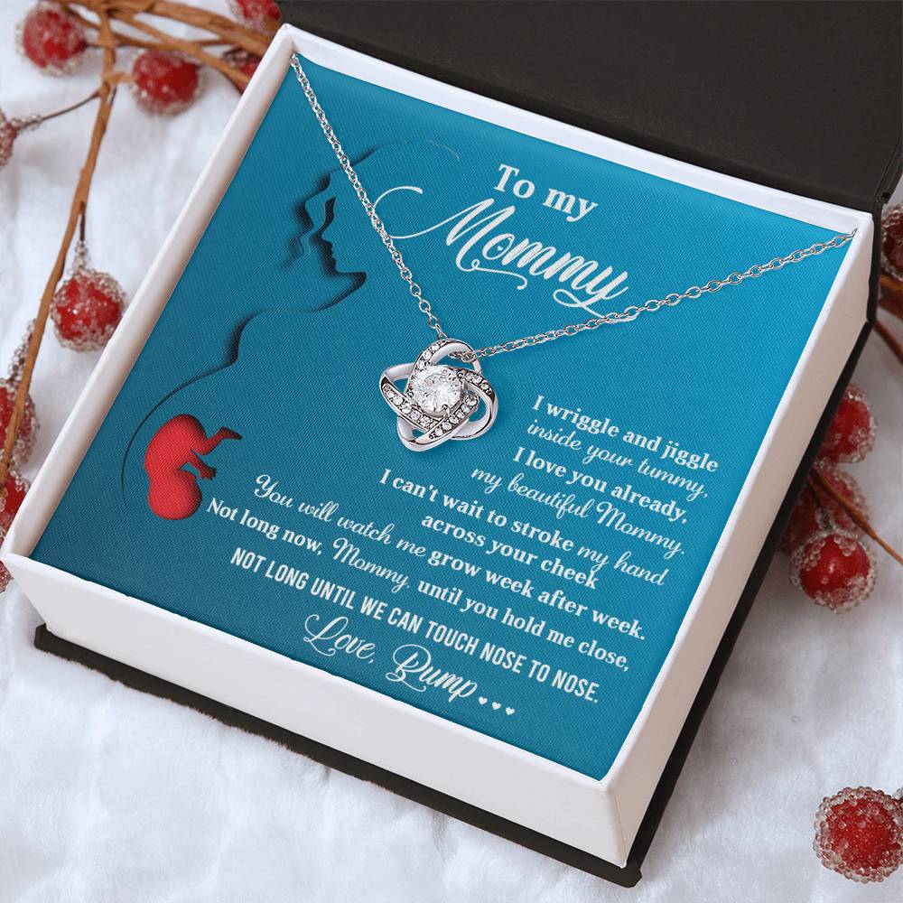 To My Mommy Necklace For Mothe's Day Jewelry For Mom, Gift For Mommy From Baby Bump, Pregnancy Gift For Mommy Love Knot Necklace With Meaningful Message Card And Box.