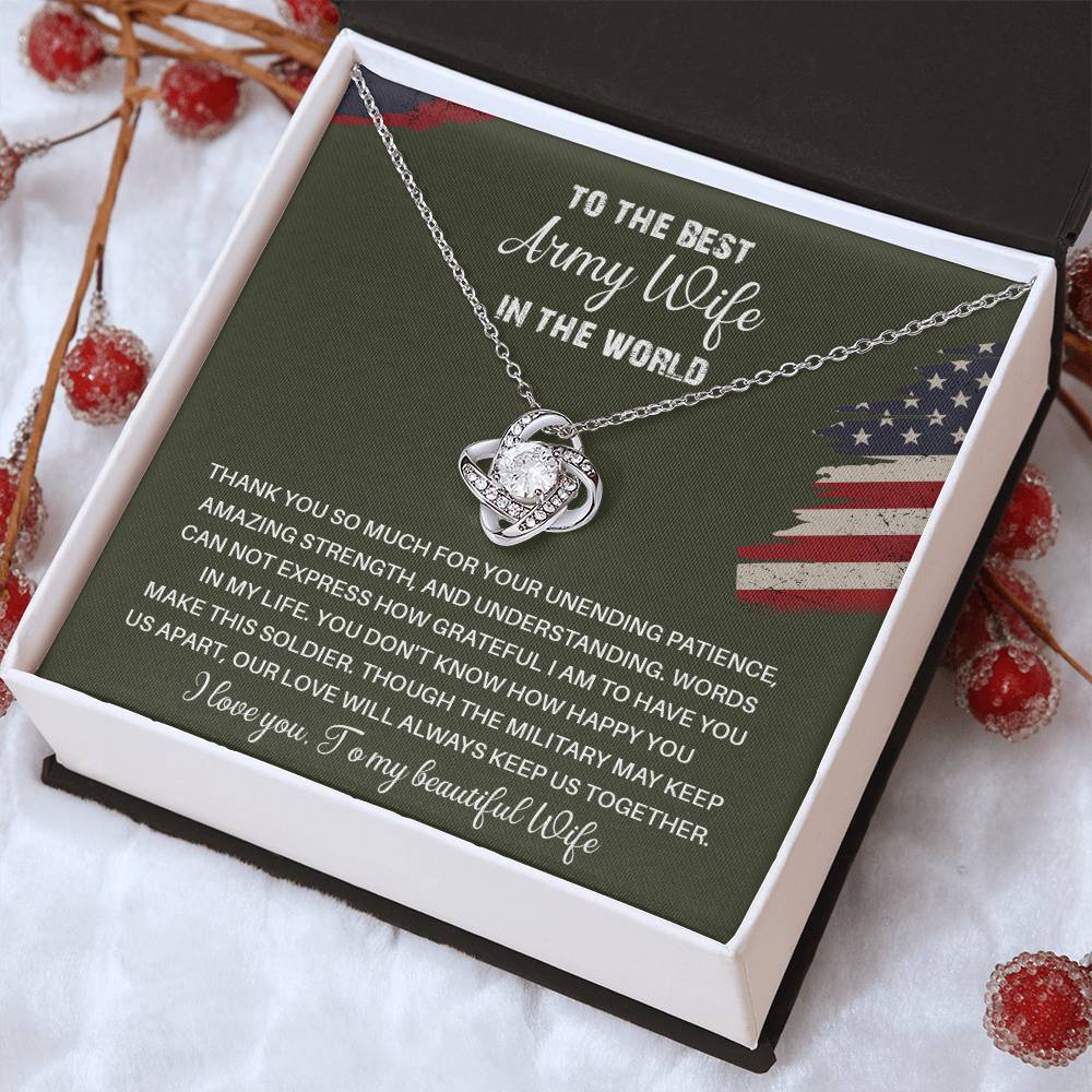 To The Best Army Wife In The World  Best Army Wife Jewelry Unwavering Support Necklace Thank You Jewelry For Wives Unique Gift For Military Spouses My Beautiful Wife Jewelry Romantic Gift For Army Wives Meaningful Gift For Military Wives