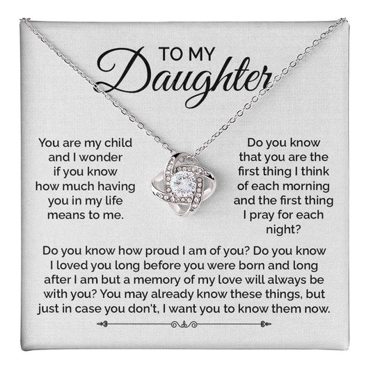 Daughter Necklace Gift with Prayer and Love Message