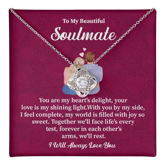 Soulmate Necklace Gift with Romantic Quote Card