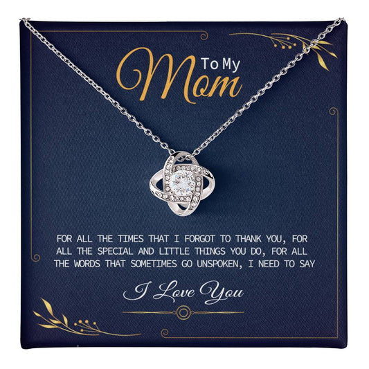 Mom Necklace Gift with Heartfelt Thank You Message Card