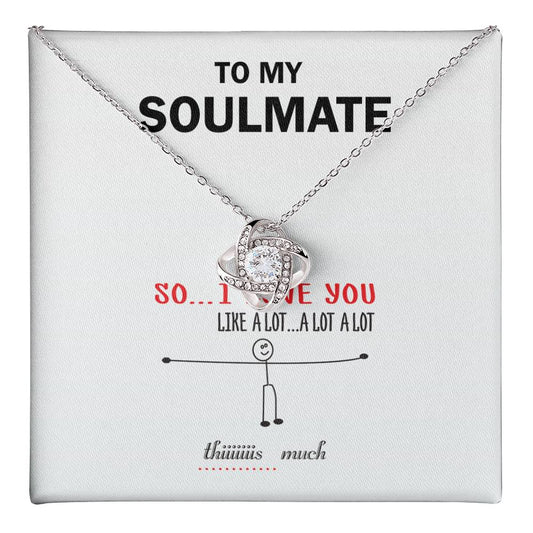 Funny Soulmate Necklace Gift with Cute Stick Figure Message Card for Her