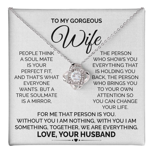 Soulmate Necklace Gift for Gorgeous Wife With Message Card