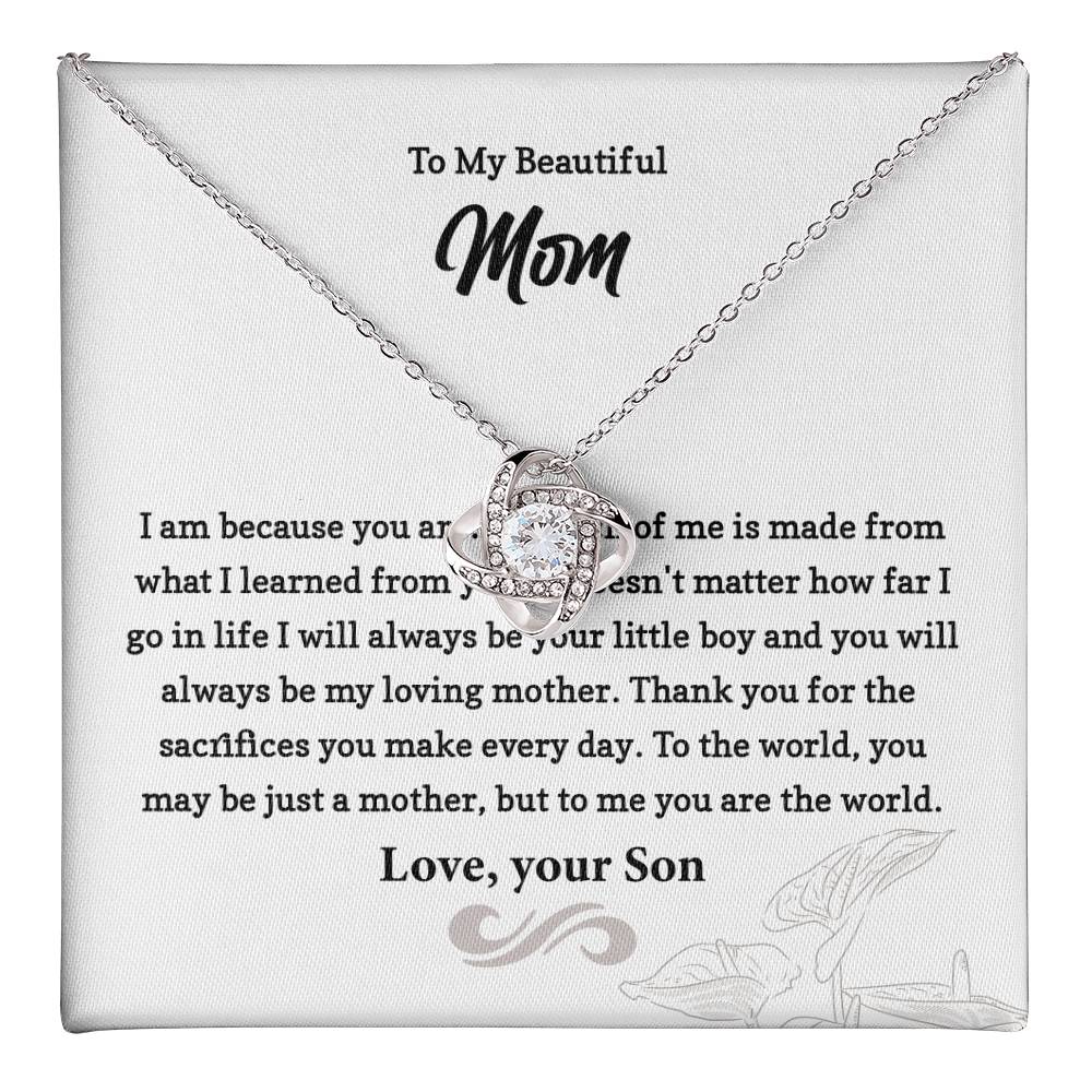 Mom Necklace Gift from Son with Sentimental Card