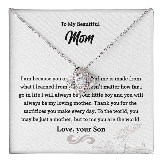 Mom Necklace Gift from Son with Sentimental Card