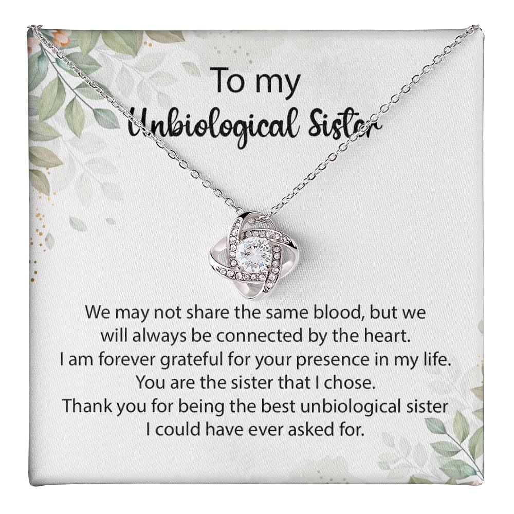 Unbiological Sister Necklace Gift with Heartfelt Note