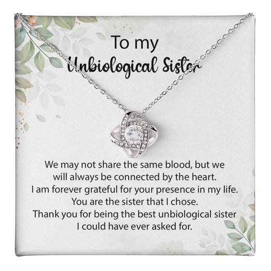 Unbiological Sister Necklace Gift with Heartfelt Note