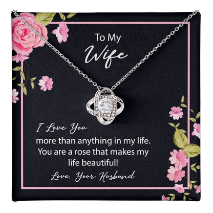Wife Necklace Gift from Husband with Romantic Rose Message Card