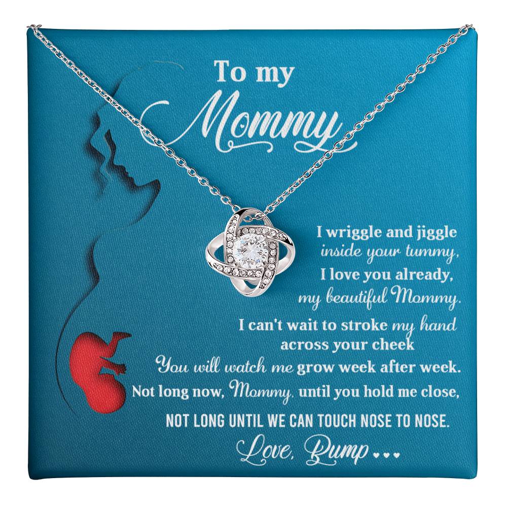 To My Mommy Necklace For Mothe's Day Jewelry For Mom, Gift For Mommy From Baby Bump, Pregnancy Gift For Mommy Love Knot Necklace With Meaningful Message Card And Box.