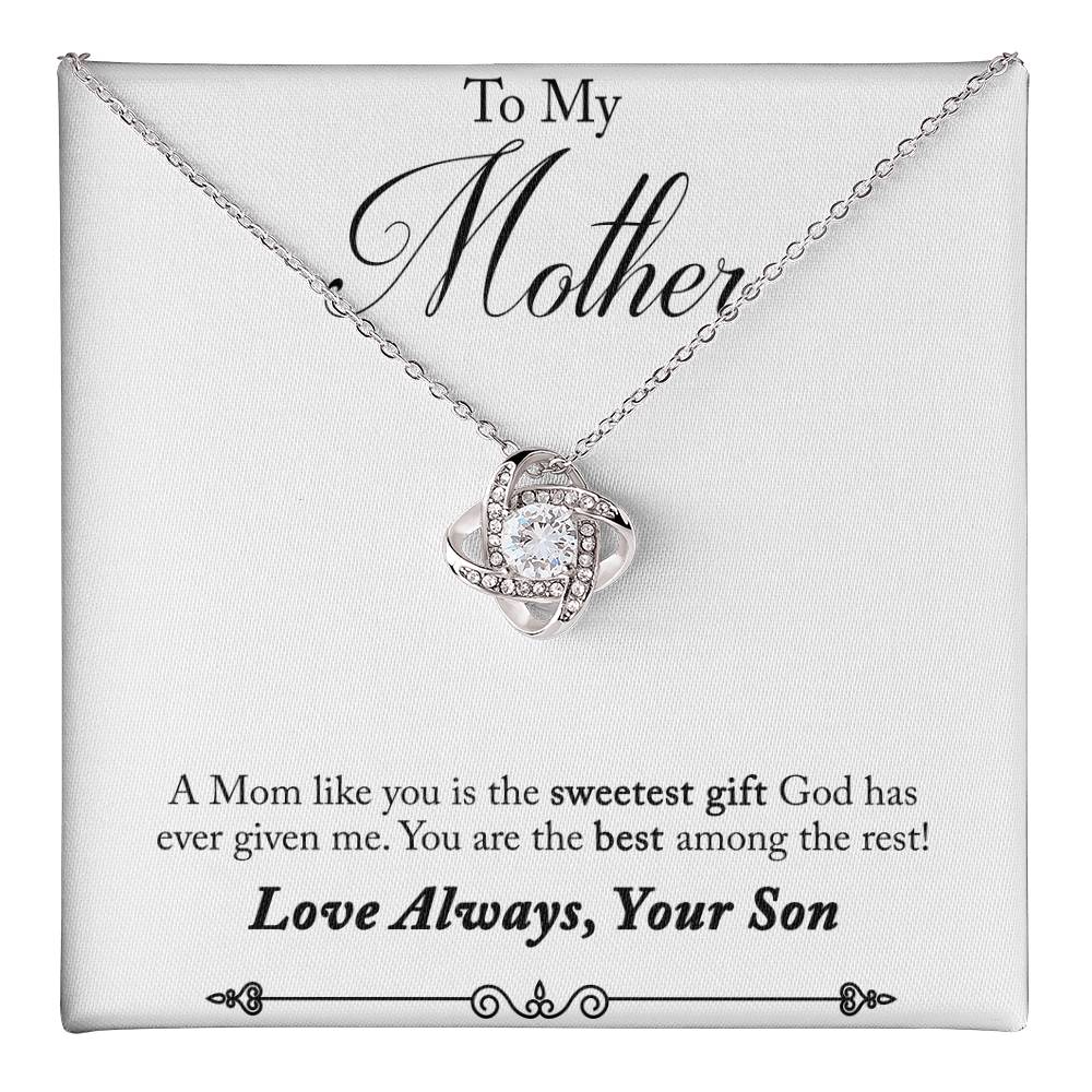Mother Necklace Gift from Son with Heartfelt Message Card – Sweetest Gift for Mom
