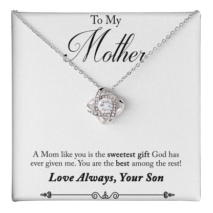 Mother Necklace Gift from Son with Heartfelt Message Card – Sweetest Gift for Mom
