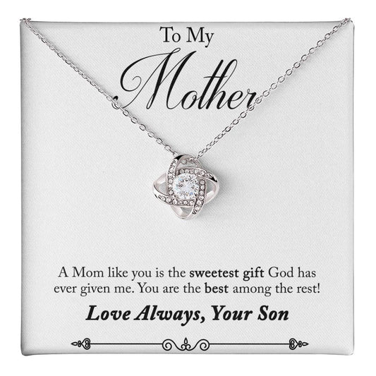 Mother Necklace Gift from Son with Heartfelt Message Card – Sweetest Gift for Mom