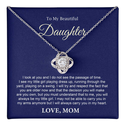 To My Daughter Necklace Gift from Mom with Keepsake Note