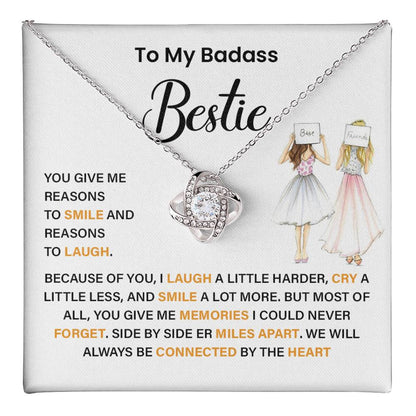 Badass Bestie Necklace Gift with Heartfelt Message Card