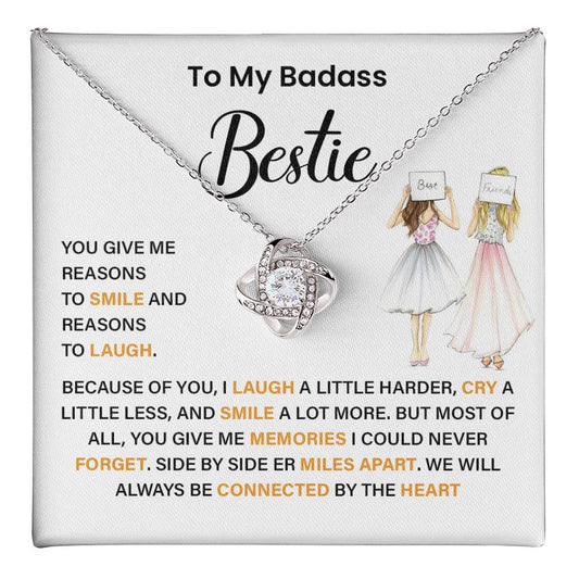 Badass Bestie Necklace Gift with Heartfelt Message Card