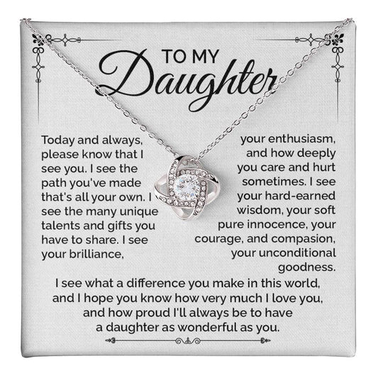 Daughter Gift Necklace with Heartfelt Message of Love