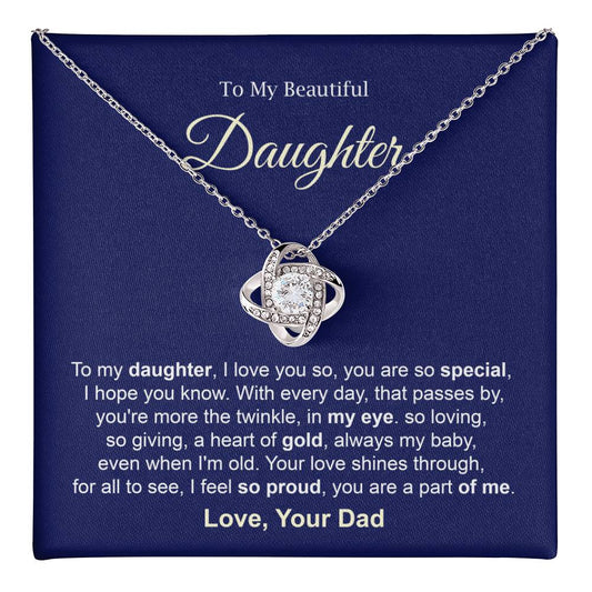 Daughter Necklace Gift from Dad with Sweet Message
