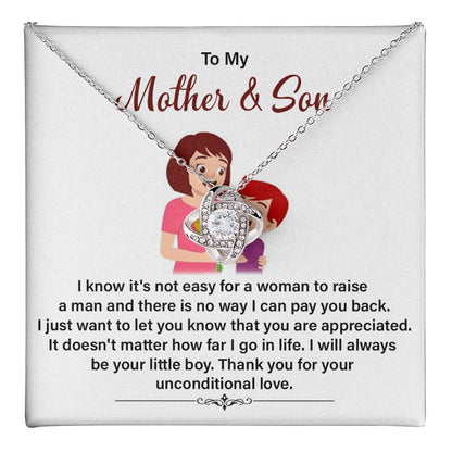 Mother and Son Necklace Gift with Message Card Inside