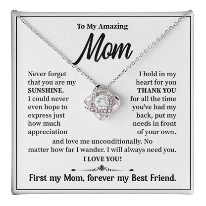 Mom Necklace Gift from Daughter – Best Friend Message Card