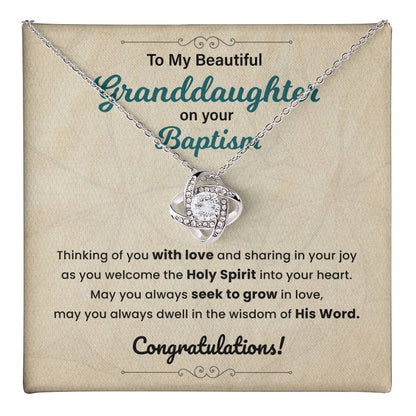 Baptism Necklace Gift For Granddaughter With Message Card