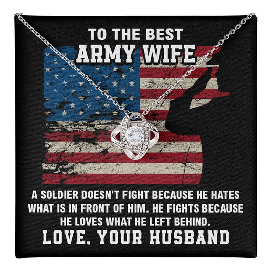 Army Wife Necklace Gift from Husband with Message Card