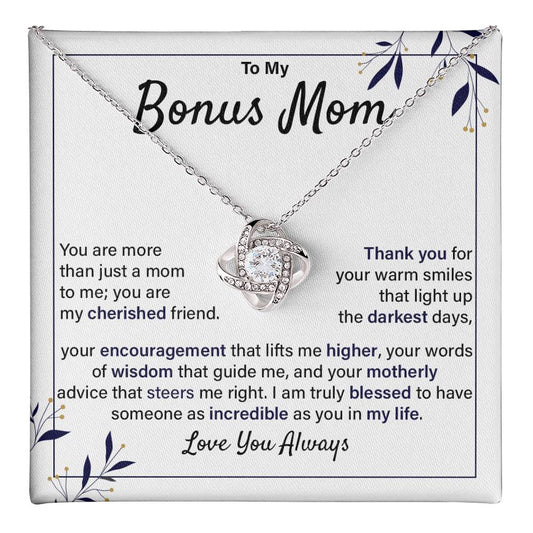 Bonus Mom Necklace Gift from Daughter with Card