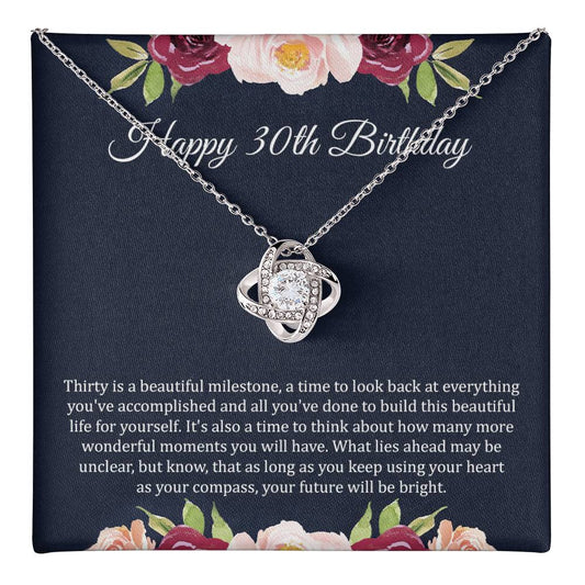 30th Birthday Gift Necklace with Floral Card