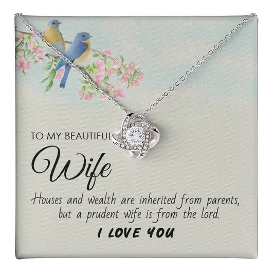 To My Beautiful Wife Necklace – Love Gift With Message Card