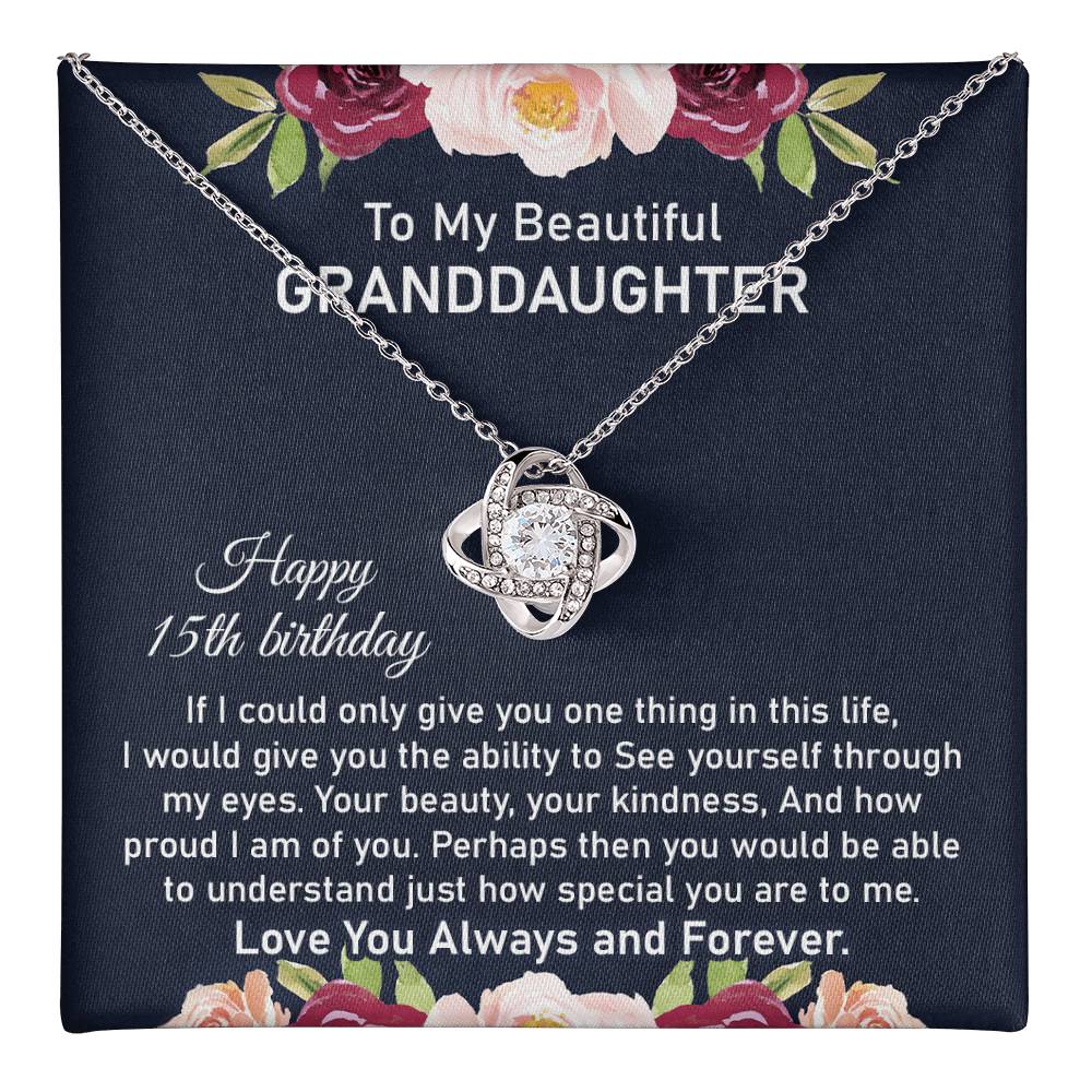 15th Birthday Necklace for Granddaughter With Message Card