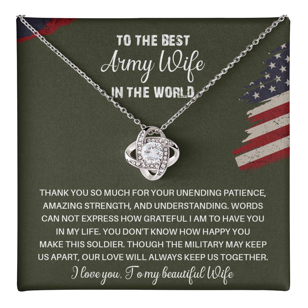 To The Best Army Wife In The World  Best Army Wife Jewelry Unwavering Support Necklace Thank You Jewelry For Wives Unique Gift For Military Spouses My Beautiful Wife Jewelry Romantic Gift For Army Wives Meaningful Gift For Military Wives