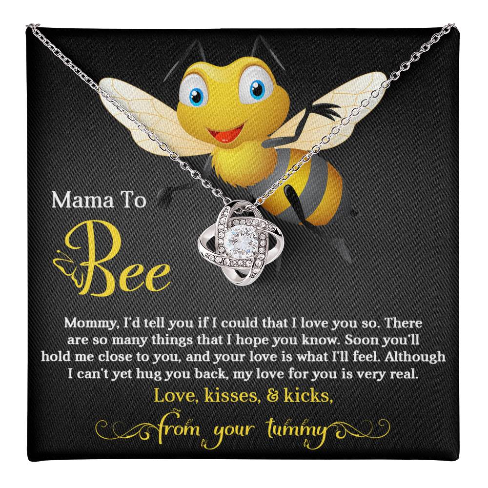 Mama To Bee Necklace For Mothe's Day Jewelry For Mom, Gift For Mommy From Baby Bump, Pregnancy Gift For Mommy Love Knot Necklace With Meaningful Message Card And Box.