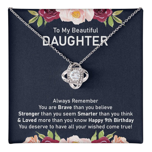9th Birthday Necklace for Daughter Gift With Message Card