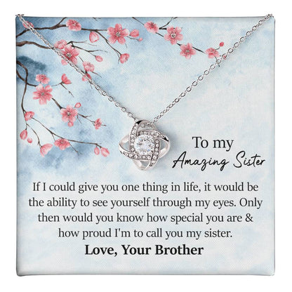Sister Necklace Gift from Brother with Heartfelt Message Card