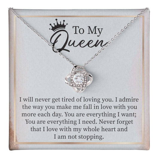 Romantic Queen Necklace Gift with Love Message