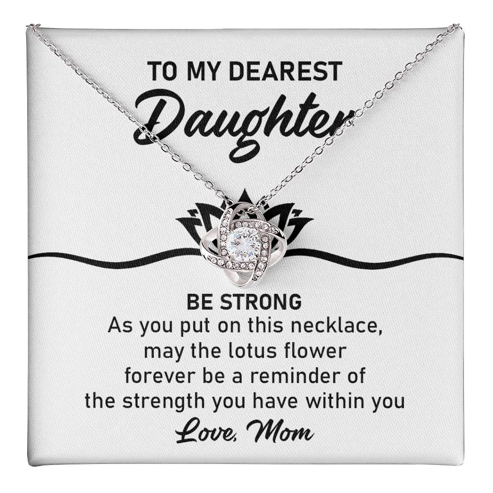 Daughter Necklace Gift with Lotus Strength Message