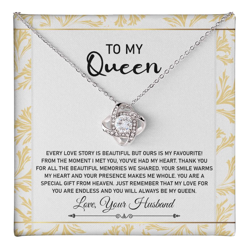 Queen Necklace Gift from Husband with Love Message