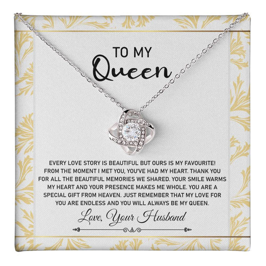 Queen Necklace Gift from Husband with Love Message