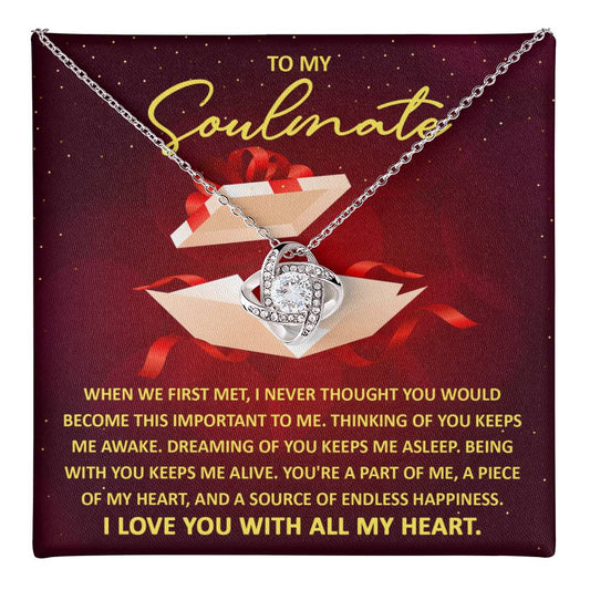 Soulmate Necklace Gift for Her with Romantic Card