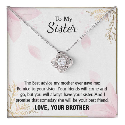 Sister Necklace Gift from Brother with Sentimental Message Card