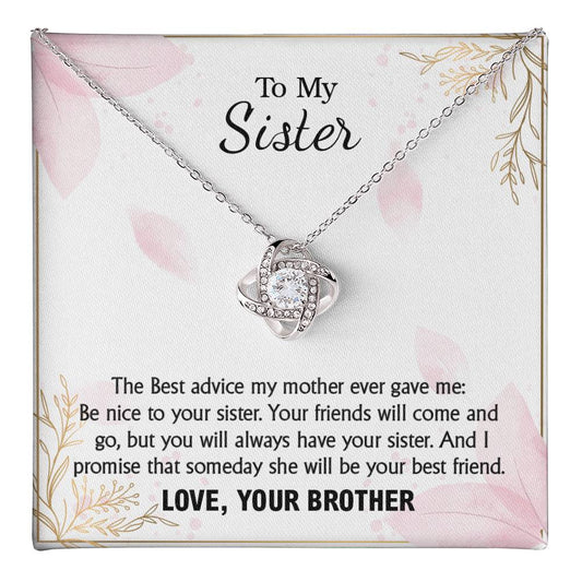Sister Necklace Gift from Brother with Sentimental Message Card