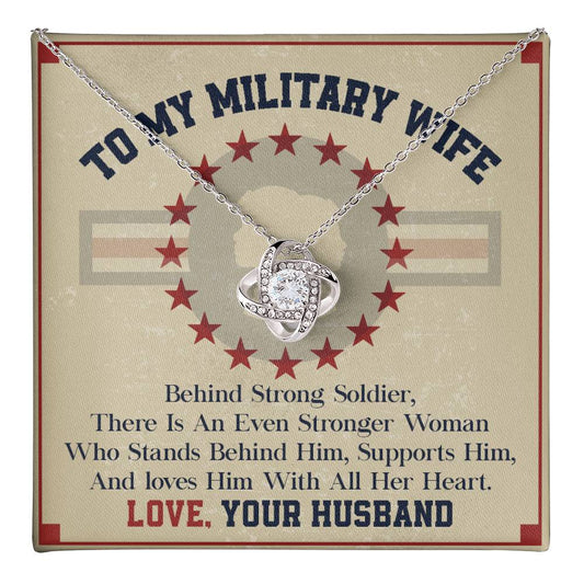 To My Military Wife Necklace with Patriotic Message Card