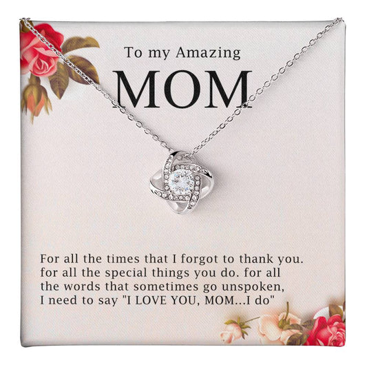 Necklace Gift for Amazing Mom with Message Card – I Love You Mom Jewelry