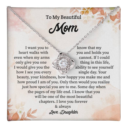 Daughter to Mom Gift Necklace with Message Card