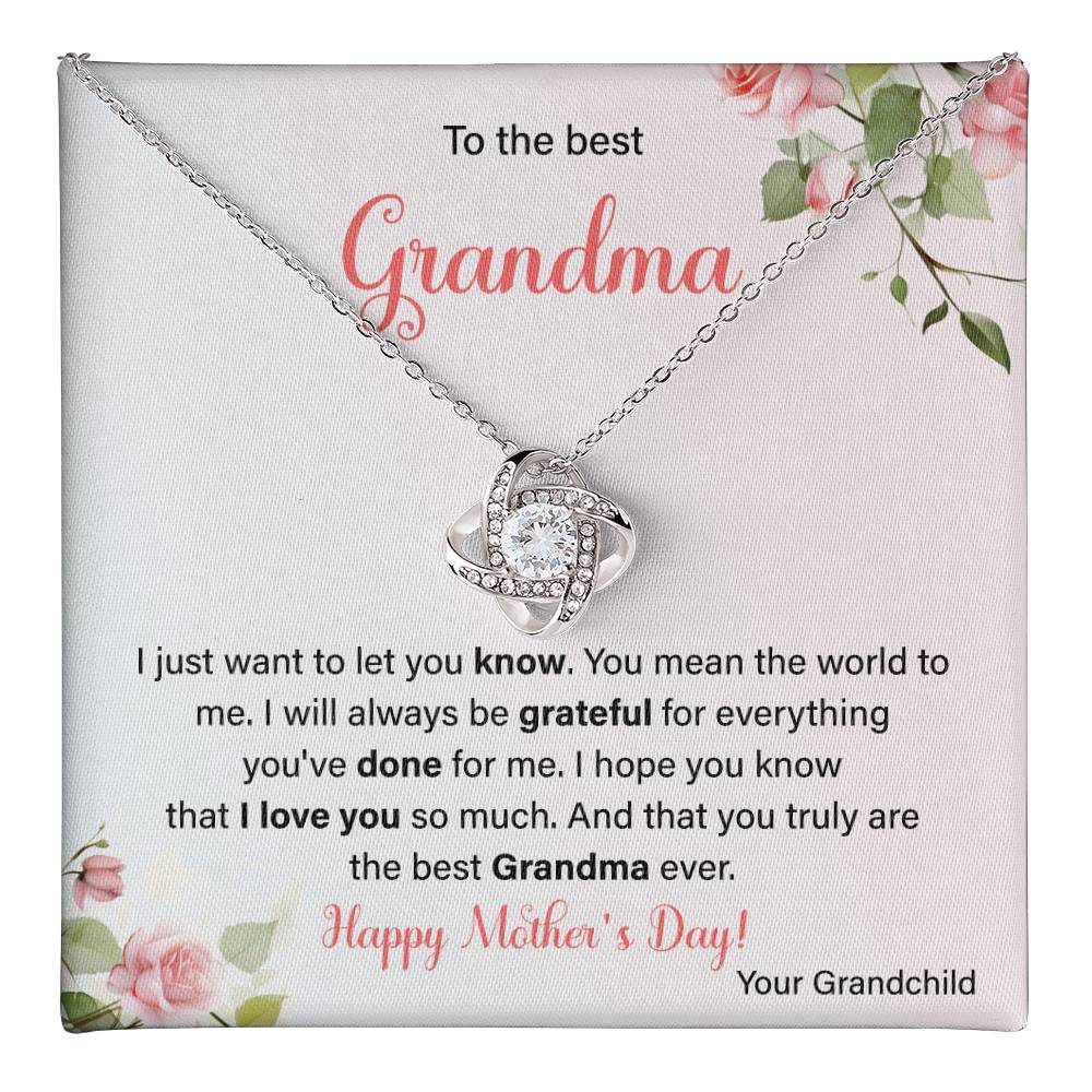 To The Best Grandma Grandmother Appreciation Necklace Love From Grandchild Gift Happy Mother’s Day For Her Sentimental Grandma Necklace Heartfelt Message For Old Lady Thank You Gift Gift For Special Person