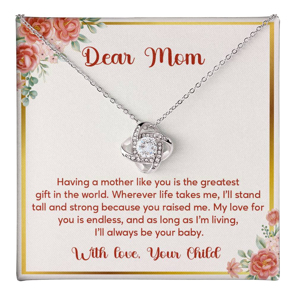 Dear Mom, Elegant Jewelry For A Cherished Bond Thoughtful Necklace For Love And Support Loving Pendant Sentimental Jewelry Loving Gift For A Cherished Heart Thank You Pendant Loving Pendant For Support Strong Jewelry For Her